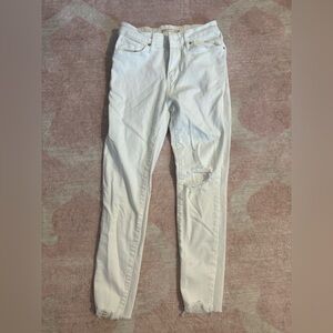 Levi 721 High Rise Skinny Ankle White Distressed Jeans